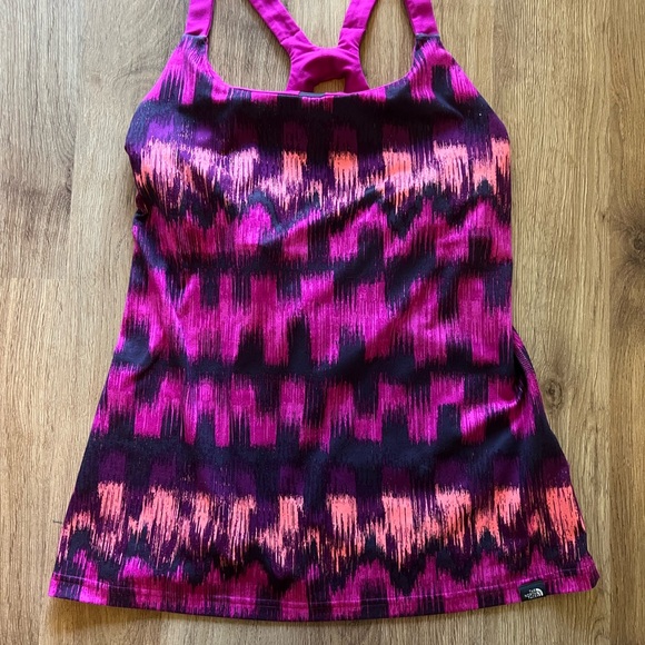 North Face Athletic Tank Top, Built in Bra, Pink Purple, Large, EUC, Open Back - Picture 1 of 5